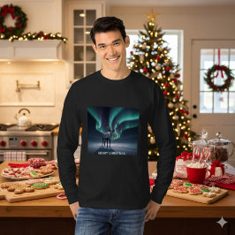 Julrenar Aurora Borealis Nattlig himmel T Shirt