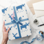 Julrenar. Blåskogsdjur, mönster Presentpapper<br><div class="desc">Julblå skogsträdrenar mönster Wrapping Papper för vintern helgdag.</div>