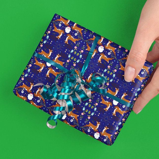 Julrenar Blue Seamless Mönster Presentpapper (Skapare uppladdad)
