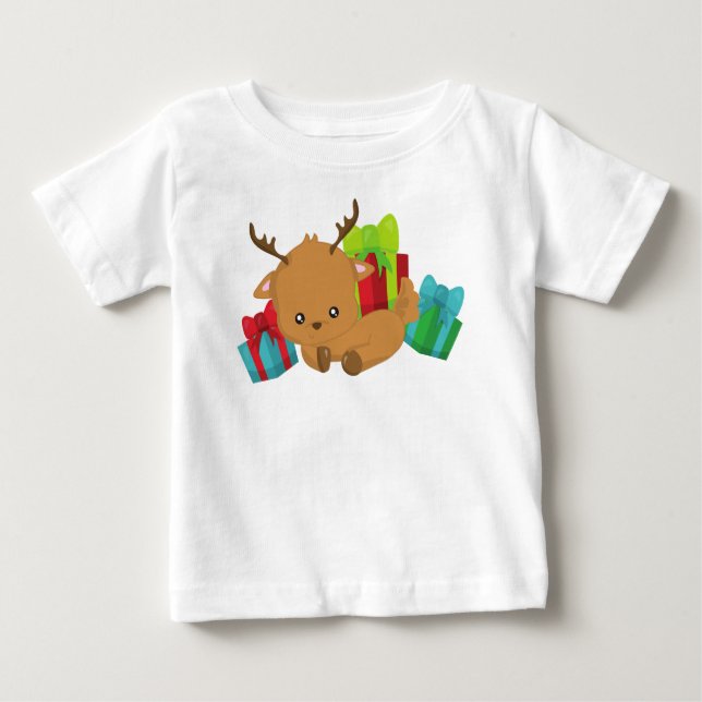 Julrenar, Cute Reindeer, Gifts, Presenter T Shirt (Framsida)