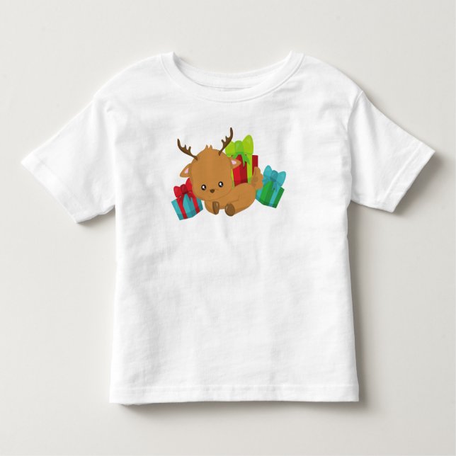 Julrenar, Cute Reindeer, Gifts, Presenter T Shirt (Framsida)
