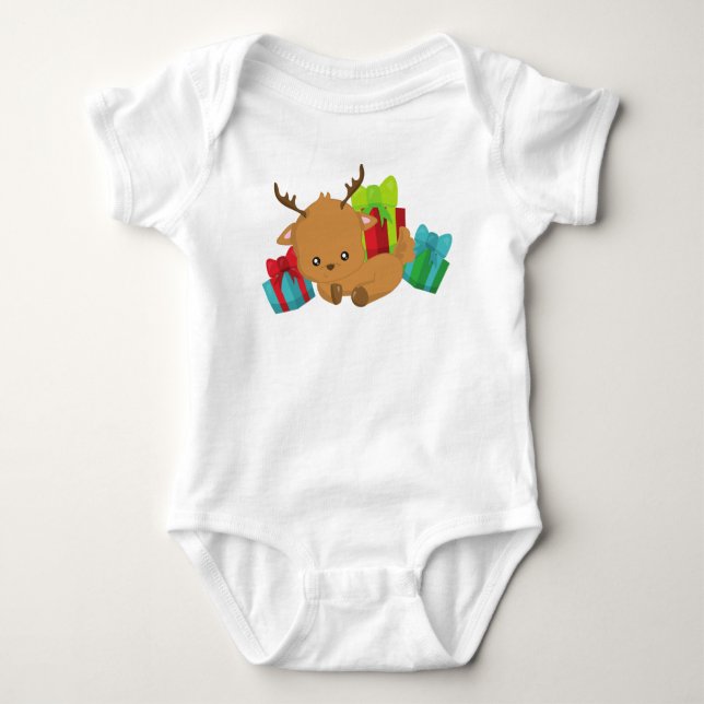 Julrenar, Cute Reindeer, Gifts, Presenter T Shirt (Framsida)