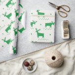 Julrenar. Grönt av trädjur mönster Presentpapper<br><div class="desc">Julens grönt,  skogsrenar mönster,  Papper för vintergåva till helgdag.</div>