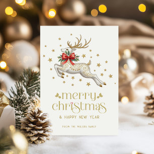 Julrenar Guld Typografi Julkort Inbjudningar