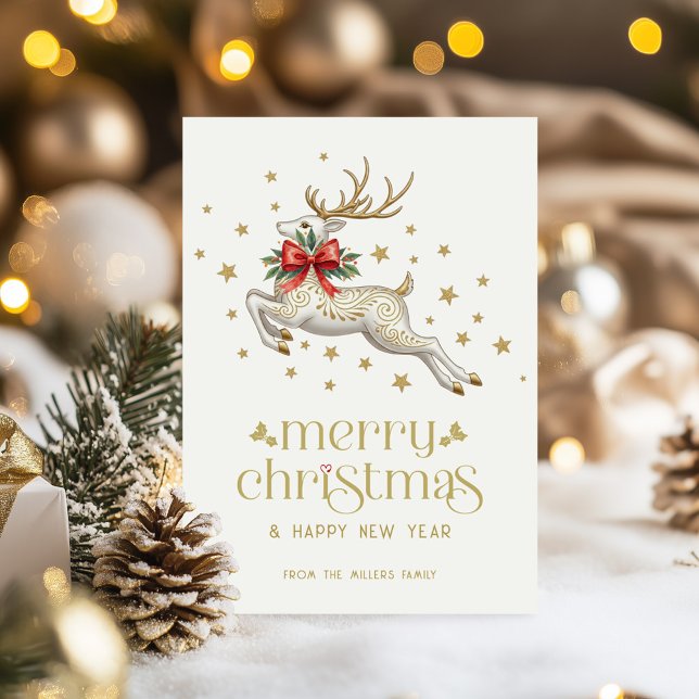 Julrenar Guld Typografi Julkort Inbjudningar (Skapare uppladdad)