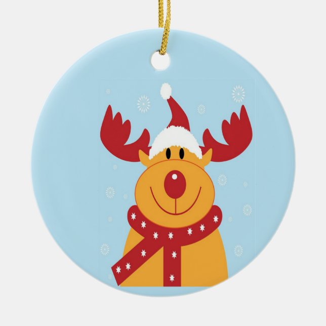 Julrenar i blått julgransprydnad keramik (Framsidan)