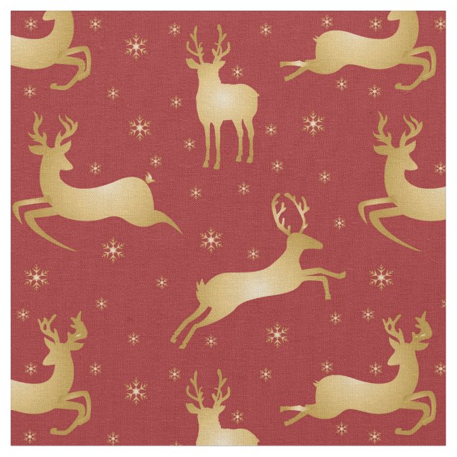 Julrenar i Röda och guld Tyg (Närbild)