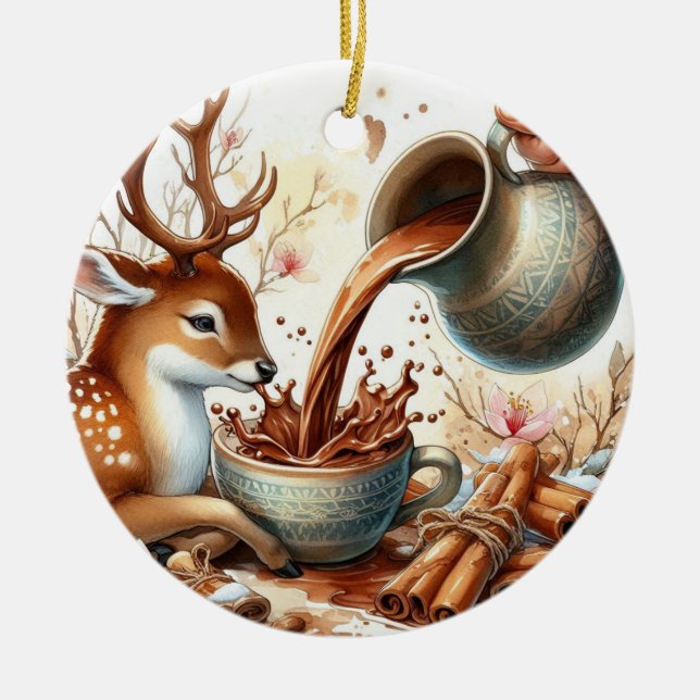 Julrenar med choklad julgransprydnad keramik (Framsidan)