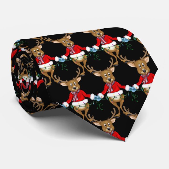 Julrenar med ljussträng slips (Rullad)