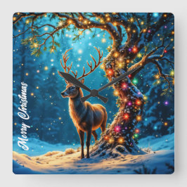 Julrenar North Pole fantasykonst Fyrkantig Klocka