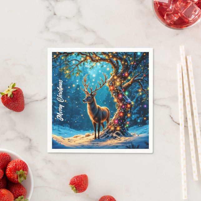 Julrenar North Pole fantasykonst Pappersservett (Insitu)