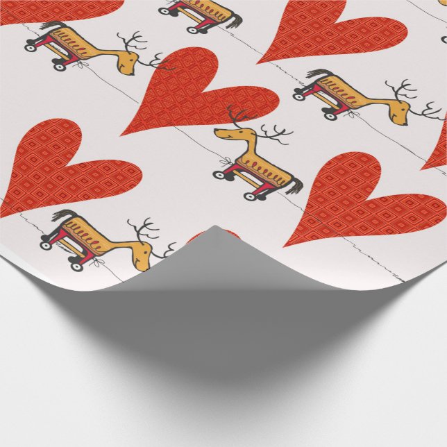 Julrenar och julhjärtan presentpapper (Hörn)