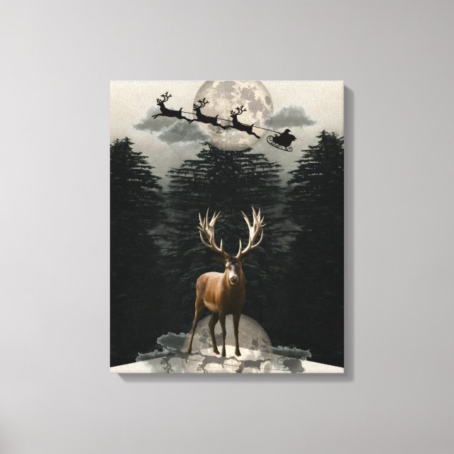Julrenar och Sleigh Canvas Wall Art (Framsida)