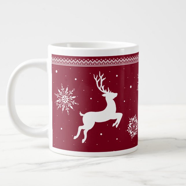 Julrenar och Snöflingor Jumbo Mugg (Vänster)