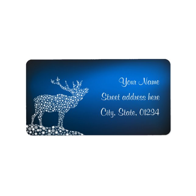 Julrenar och stjärnor adressetikett (Framsidan)