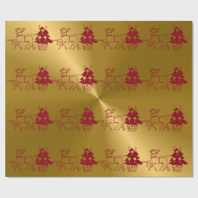 Julrenar och Träd Skriv ut Presentpapper (Platt)
