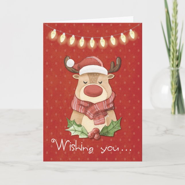 Julrenar på Röda Polka dots Kort (Framsida)