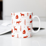 Julrenar. Red woodland (mönster) Kaffemugg<br><div class="desc">Julrött skogsrenar mönster Coffee Mugg för vintern helgdag.</div>