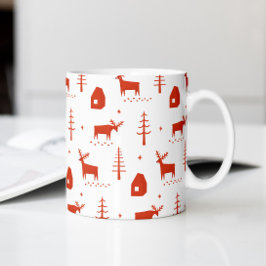 Julrenar. Red woodland (mönster) Kaffemugg