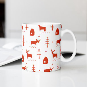 Julrenar. Red woodland (mönster) Kaffemugg