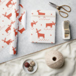 Julrenar. Red woodland (mönster) Presentpapper<br><div class="desc">Julrött skogsrenar mönster Wrapping Papper för vintergåva till helgdag.</div>