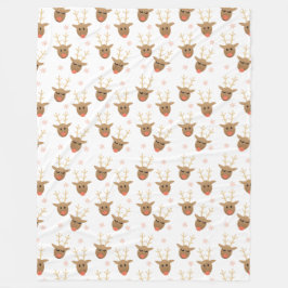 Julrenar Snöflingor Mönster Rosa Guld Fleecefilt