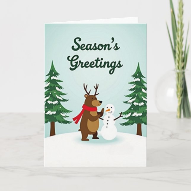 Julrenar snöman kort (Framsida)