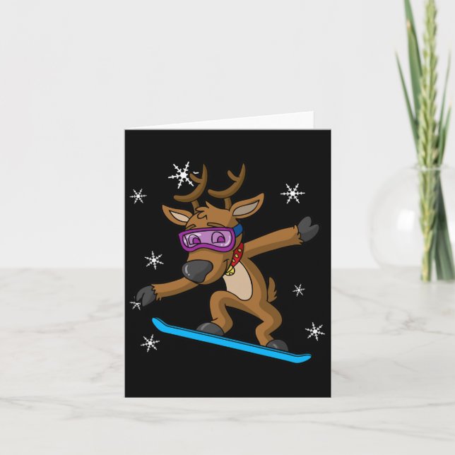 Julrenar Snowboarder Snowboarding Snowbo Kort (Framsida)