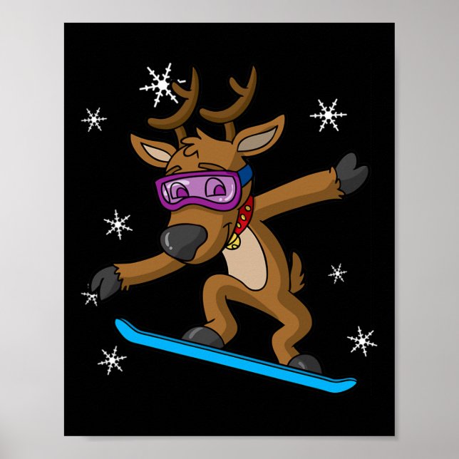 Julrenar Snowboarder Snowboarding Snowbo Poster (Framsidan)
