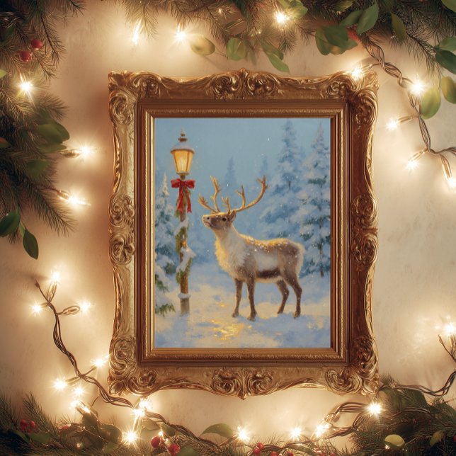 Julrenar Under Lamp Ljus Poster (Skapare uppladdad)