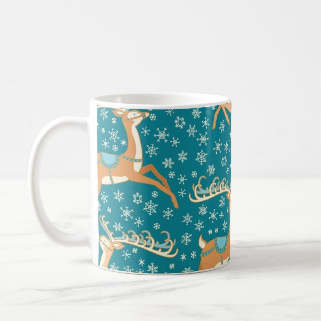 Julrenar: Vintage Sömlöst Mönster. Kaffemugg (Vänster)