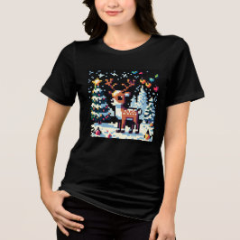 Julrenar Vinter Wonderland Pixel Art T Shirt