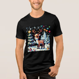 Julrenar Vinter Wonderland Pixel Art T Shirt