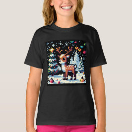 Julrenar Vinter Wonderland Pixel Art T Shirt