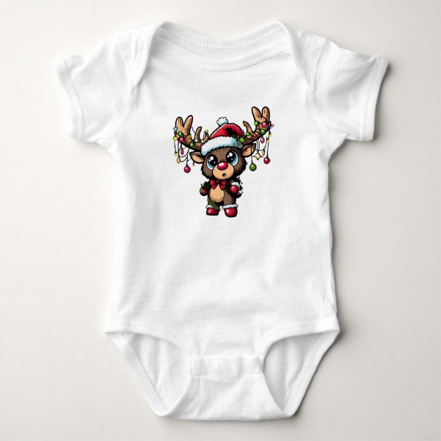 Julrenen Baby Bodydräkt T Shirt (Framsida)