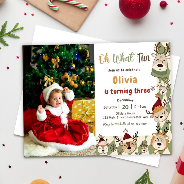Julrenens Födelsedagsfest Åh Vilken Roligt? Inbjudningar (Skapare uppladdad)