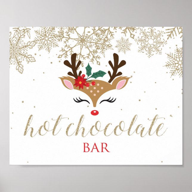 Julrenens Hett Chocolate Pub Guld Poster (Framsidan)