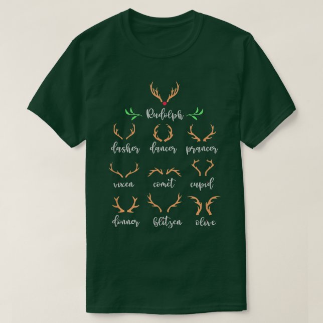 Julrener Antlers Helgdag Firande T Shirt (Design framsida)