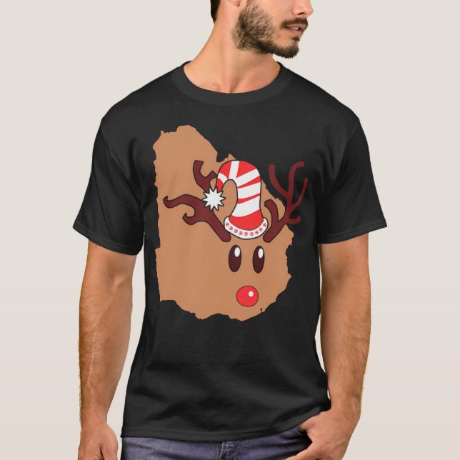 Julrener Antlers Uruguay Reindeer Head A T Shirt (Framsida)