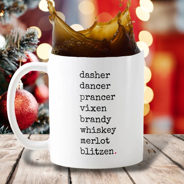 Julrener Black Red Funny Typography Kaffemugg (Skapare uppladdad)