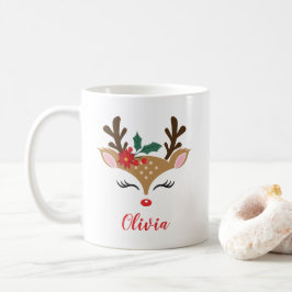 Julrener Cute Ansikte Kaffemugg