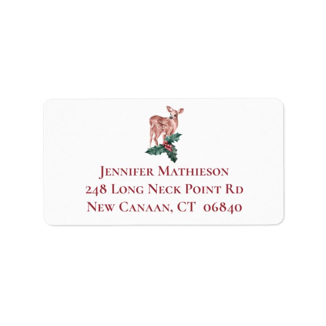 Julrener Hjort Red Winter Wedding Party Adressetikett (Framsidan)