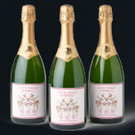 Julrener Jingle & Mingle-Personlig<br><div class="desc">Etiketter för julrenar Jingle & Mingle Festive Party Personlig Namn Sparkling Vin Ebels har fin renar med rosa bows och blommigt accents med texten "Låt oss Jingle & Mingle" i modern kalligrafi för rosa med personlig namn. Perfektens personlig julklapp och helgdagar för familj och vänner. Designad av ©2024 Evco Helgdagars...</div>