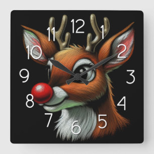 Julrener Red Nose Rudolph Fyrkantig Klocka