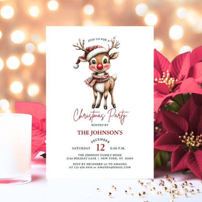 Julrener Rudolph House Corporate Party Inbjudningar (Christmas Reindeer Rudolph House Corporate Party Invitation)