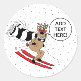 Julrener Skiing Runt Klistermärke