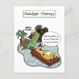 Julrener Therapy   Lustig Tecknad Helg Vykort