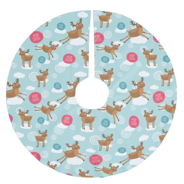 Julrener Träd Skirt Julgransmatta Borstad Polyester (Framsidan)