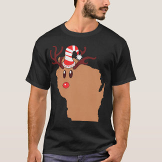 Julrener Wisconsin Reindeer Head Antlers T Shirt