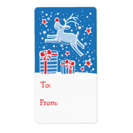 Julrengåva, märkre blå (till och från) fraktsedel